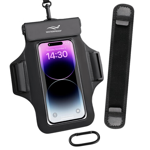 MPPMCK mobile phone waterproof bag floating beach swimming bag 7 inches Apple Huawei universal diving arm bag wrist bag classic black 7 inches universal