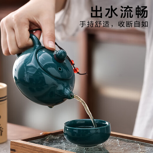 Bai Qixin tea set gift set can be customized as a souvenir. The company sends customers Kung Fu teapot, national trend ceramic teacup, Xi Tzu teapot, national trend tea set gift box set, dark green