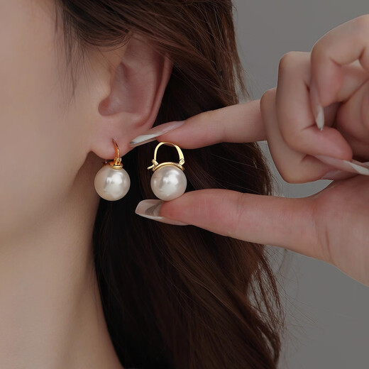Qi Xiaomi S925 sterling silver pearl earrings female star same style earrings 2025 new light luxury high-end imitation pearl earrings S925 silver pearl earrings pair 12mm