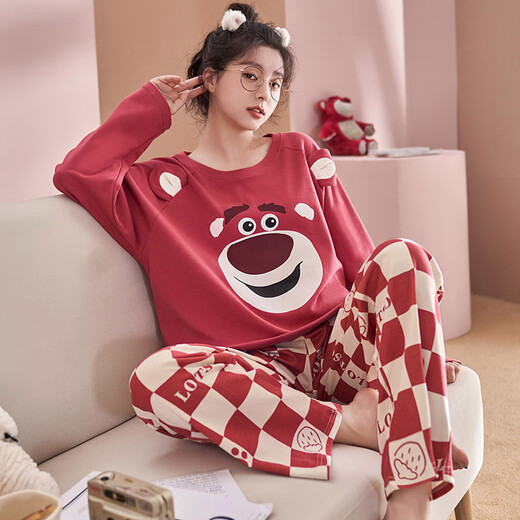 
Lan Miao Spring and Autumn Pajamas Autumn Women's Pure Cotton Long Sleeve Set 2025 New Spring Summer Girls Home Clothing LX-15125 M 80-100Jin [Jin equals 0.5 kg]