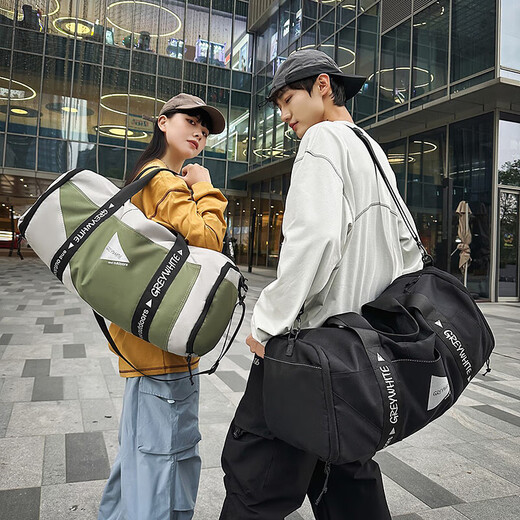 Travel bag men's sports fitness bag women's dry and wet separation short-distance business trip luggage bag barrel bag messenger bag handbag black