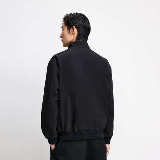 JACK&JONES Men's 25th Autumn Jacket Men's Harrington Stand Collar Water-Repellent Loose Business Casual Executive Jacket E43 Pure Black Regular M (175)