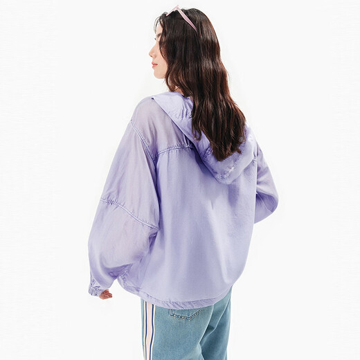 Asuki und neuer Wein 2025 Sommer neuer lila Kapuze mit leichter atmungsaktivem Outdoor -Gelegenheitssport Kurzjacke Frauen hellviolette hci03 l