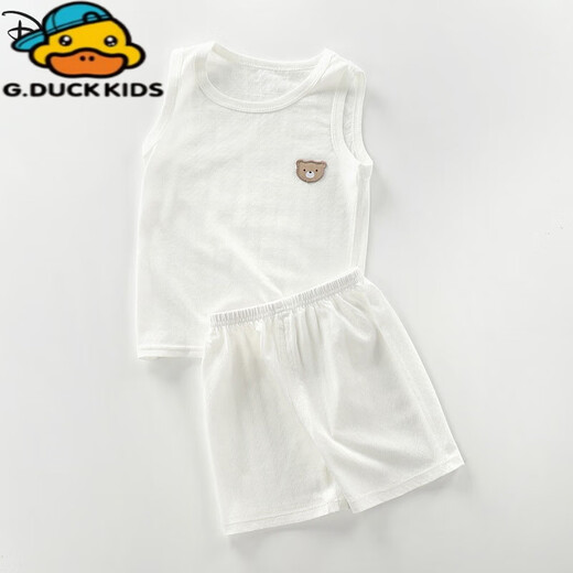 Seamless and tailorable summer thin children's vest for boys and girls baby T-shirt bottoming shirt suspender shorts suit vest suit - white 73 73