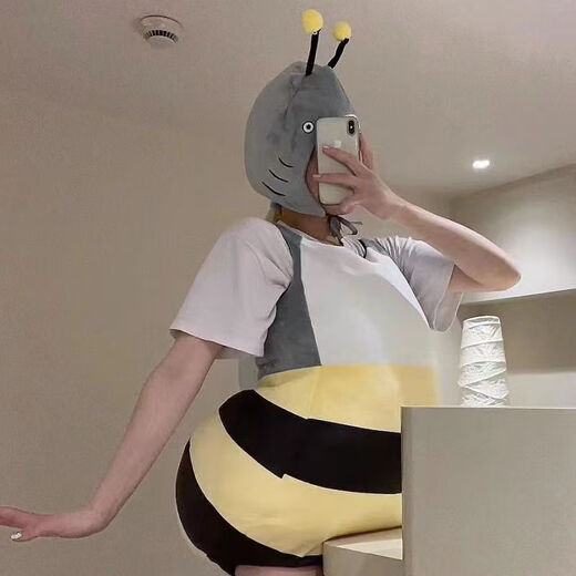Wei Jie Little Bee Doll Cos Costume Internet Celebrity Creative Shark Bee Doll Costume Shark Wearable Performance for Adults and Children Children's Style (80cm-140cm)