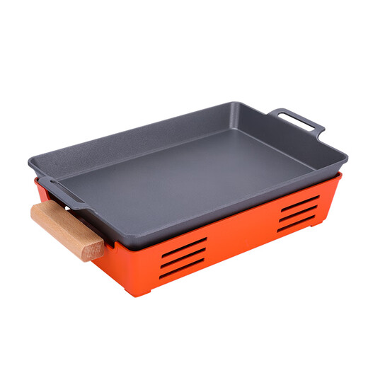 TMJD MISS Stainless Steel Grilled Fish Plate Half-Tian Yao Grilled Fish Stove Commercial Restaurant Stainless Steel Grilled Fish Plate Bullfrog Stove Alcohol Paper Pack Blue Wooden Handle Jinrui Lamb Chop Stove No. 5 15.5*22.5*1.8