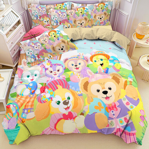 Disney (Disney) Neues hochwertiges Kinderbett vierteilige hautfreundliche und weiche Vier-Saison-Drei-teilige Set für Schüler 3884V Blattstil 1,5 Bett Quilt Cover 150*200 Vier-teiliges Set