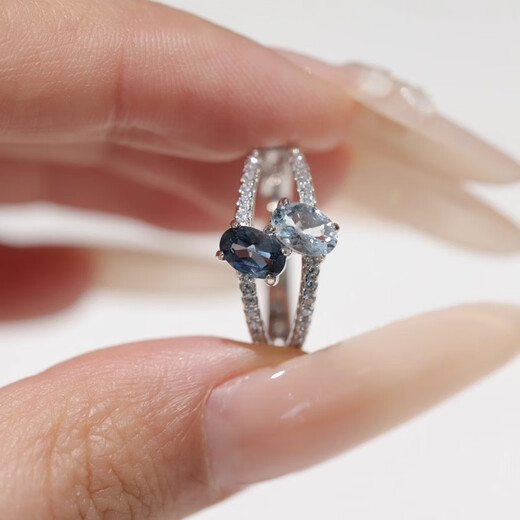 GEM STONE KING 1.34 carat London blue topaz and aquamarine ring 925 silver fashionable women's ring US size 6