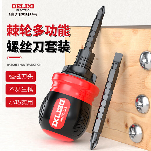 DELIXI ELECTRIC telescopic ratchet dual-purpose screwdriver cross one-word labor-saving screwdriver double-head special-shaped screwdriver boxed 34-in-1