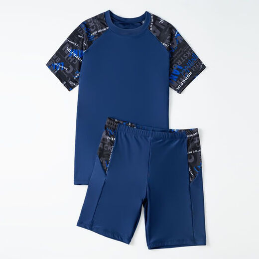 Xiaomijiao swimming trunks three-piece men's swimsuit complete set of equipment 2025 new style student adult youth swimming cap swimming goggles navy + swimming cap + swimming goggles nose clip earplugs XL (91-115Jin Jin equals 0.5 kg)