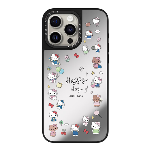 Casetify Совместный брендинг для iPhone Apple 16promax Мобильный телефон 13/15/16 вокруг Katie Cat 16pro Makeup Mircor 15pro Women 12 Trend 14 All-Inclusive 16plus Simple Case [CS#14957 Pink Wave Edge множественные KT] подлинное серебро