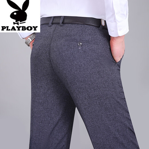 Playboy (Playboy) High-End-Sommer dünne dünne doppeltpassende Leinenhosen-Casual Hosen Vatertagsgeschenk mittleren Alters und ältere Hochtätigkeit mit hoher Taille Long Long Hosen 9930 Doppelpaarte schwarze 42 3 Fuß 2 Taillenumfang