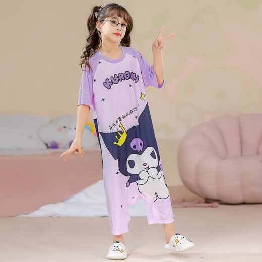 Girls One-Piece Ice Silk Pajamas Summer delgada Labub de manga corta Madre e hija Bacre de dormir para niños Aire acondicionado Anti-Kick Ropa para el hogar Labub (Ice Silk One-Piece)#QD-3024 100 [8 tamaños] Altura recomendada 93-103 cm