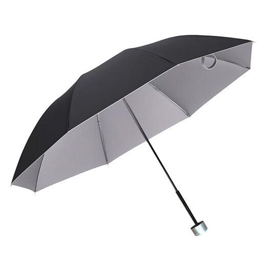 The most popular model on the Internet, manual UV folding umbrella for men and women, dual-use sun protection and sunshade black plastic umbrella, newbie benefits, 7 ribs, solid color, random without vinyl