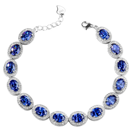 DL 1998 Fat Donglai same style tanzanite bracelet sapphire bracelet for women s925 silver new style atmospheric versatile pavé blue zircon 925 silver bracelet 17-20 cm adjustable