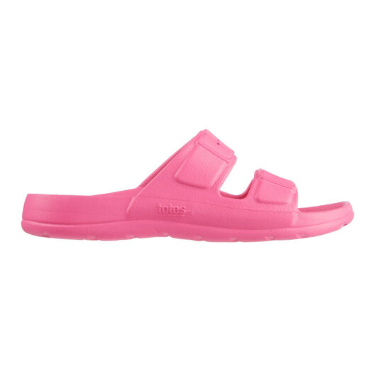 Totes Unisex Lightweight Waterproof Contour Molded Double Button Sandals, Azalea Azalea 4-5 Big Kid
