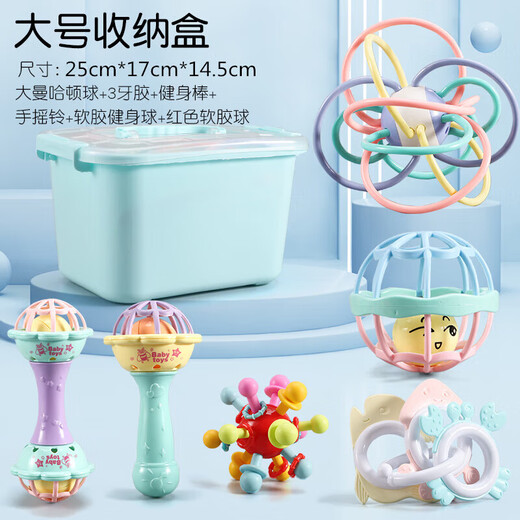 Shixi Flower Language is suitable for baby teething gum Manhattan ball, soft gum molar baby, which can be chewed during teething period. Big Manhattan ball + double hammer + jumping ball + atomic ball.