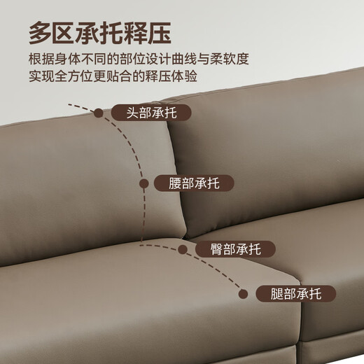 Mercury-Ledersofa, Wohnzimmer, italienisches Licht, luxuriös, minimalistisch, erste Schicht Rindsleder-Sofa, kleine Wohnung, Daunenleder-Kunstsofa SX6211, beige weiß, 2,8 Meter, gerade erste Schicht Rindsleder –