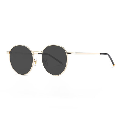 [Same style of Liu Renna] Women's sunglasses 2025 new retro round metal small frame sunscreen sunglasses 826 silver frame gray sheet [glass box + mirror cloth]