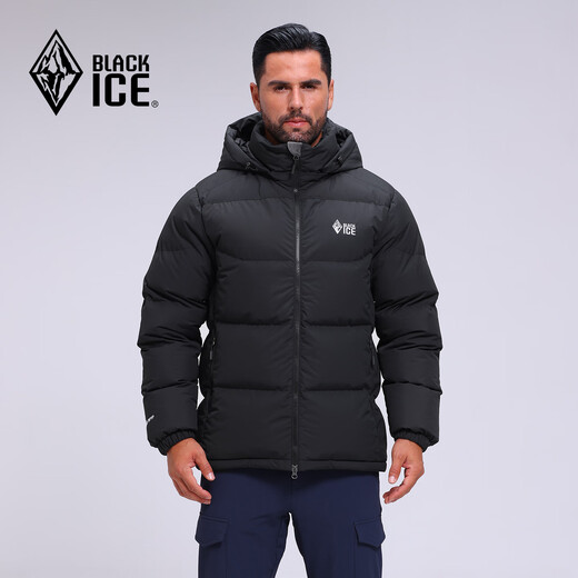 Black Ice 25 Neue Herbst und Winter Herren Classic Tianshu PLUS Outdoor Abnehmbarer Hut Gänsedaunen 700 Puff Daunenjacke F8509MJ Schwarz L