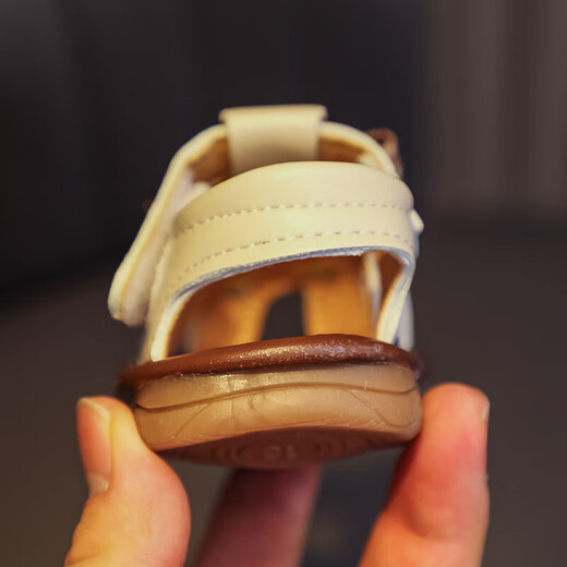 Pdmcms baby sandals girls cute princess shoes Baotou baby screaming shoes baby shoes children toddler shoes off-white 16 inner length 11.5cm