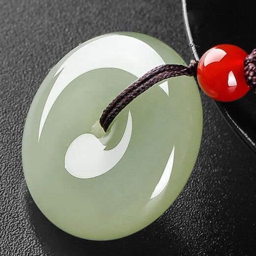 White jade color peace buckle imitation jade pendant gold wire necklace jade men's and women's mutton fat pendant imitation jade pendant item peace buckle emerald green large size