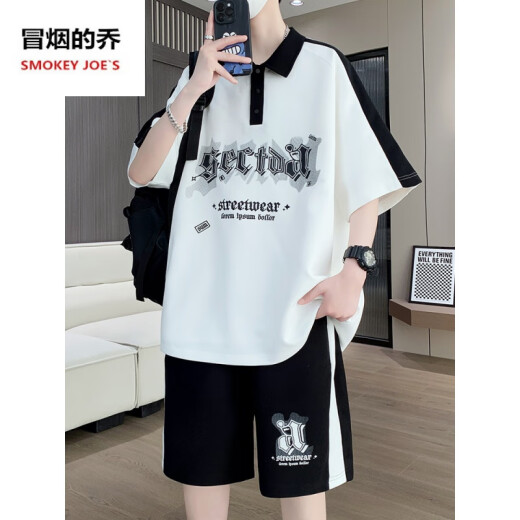 
UXST teenager short-sleeved T-shirt 12-15-year-old boys' clothes 13 junior high school students POLO shirt 14 children's summer suit 6629 white (short-sleeved + shorts) Quality assurance L 110-130Jin [Jin equals 0.5 kg]