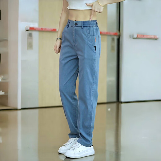 AXDC casual pants for men's trendy outer wear ice silk summer sports men's new casual drooping thin style loose and versatile wide-leg JY-K1105 black XL (120-135Jin [Jin equals 0.5 kg])