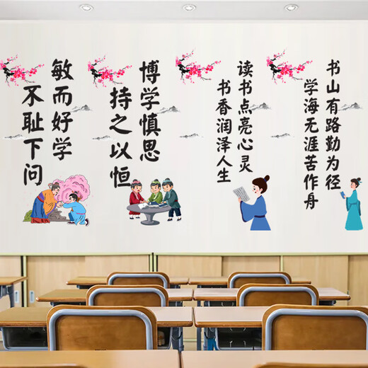Class culture slogans in the future you will be inspirational school classroom layout decoration elementary school celebrity quote wall sticker holder SY6167 vertical wind is coming [New imposition spacing large