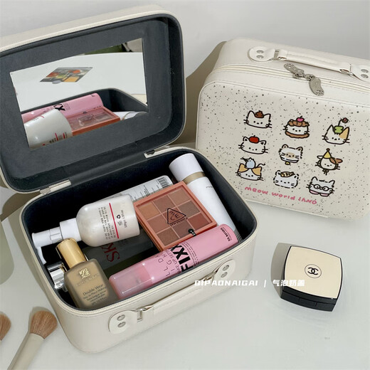 2025 Sac de maquillage avec miroir grande capacité Boîte de maquillage mignon petite valise pour femmes voyage portable cosmétique image principale