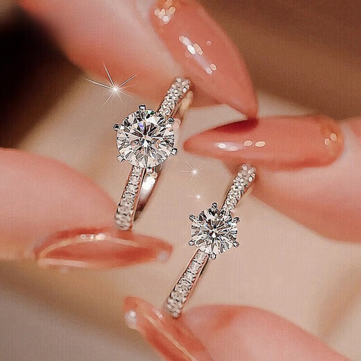 DR ring Moissanite diamond ring for women one carat 2025 new white gold six-claw wedding proposal closed ring can be engraved main diamond 50 points live mouth adjustable size