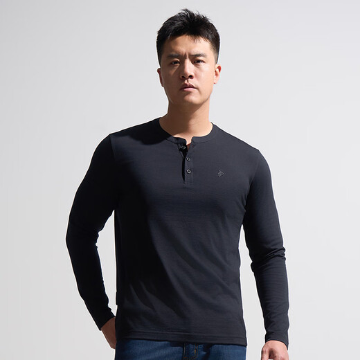 Dragon Teeth II Secret Wind Feather PRO Merino Wool Long Sleeve T-shirt Autumn Warm Outdoor Round Neck/Henry Neck Commuting Extreme Night Black (Round Neck) M 175/96A 141-159Jin Jin is equal to 0.5 kg