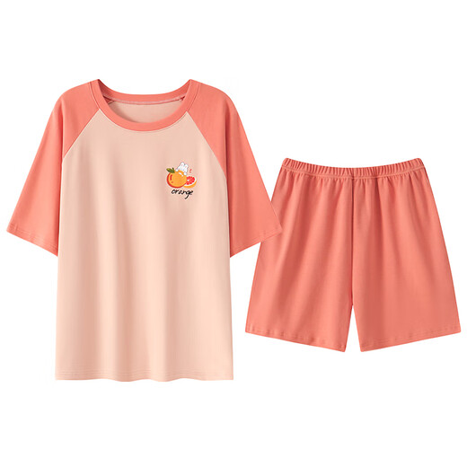 
Hengyuanxiang Women's Short Sleeve Pajama Set in Summer comes with a chest pad integrated large-size thin pure cotton summer home clothes can be worn outside GXT1047 M (recommended 75-95Jin [Jin equals 0.5 kg])