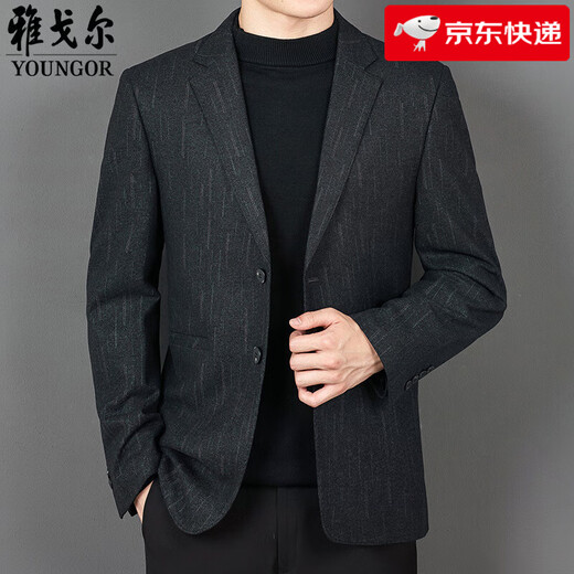 CEO YAGEOR 2024 Neuer Männer -Wolleanzug mit Herbst- und Winterdicker Business Casual Anzug Herrenschicht Black S 165/84a