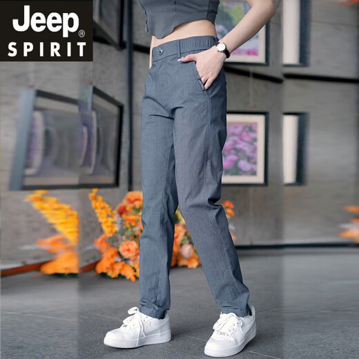 JEEP SPIRIT吉普冰感棉夏季薄款休闲裤男宽松直筒商务百搭男裤子 ---JT-838 灰色 薄款 28