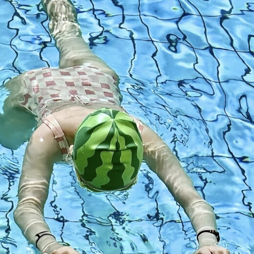 Yihaofeng Funny Big Head Size Silicone Watermelon Swimming Cap Swimming Cap Increased Waterproof Big Head Size Non-Stretching Unisex Watermelon Silicone Swimming Cap + Nose Clip Earplugs