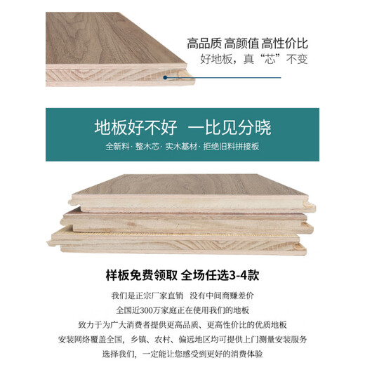 黑胡桃木地板家用新三层实木15mm多层复合咖啡色中古美式复古地暖 m723 胡桃木灰咖色 enf级 包安 1