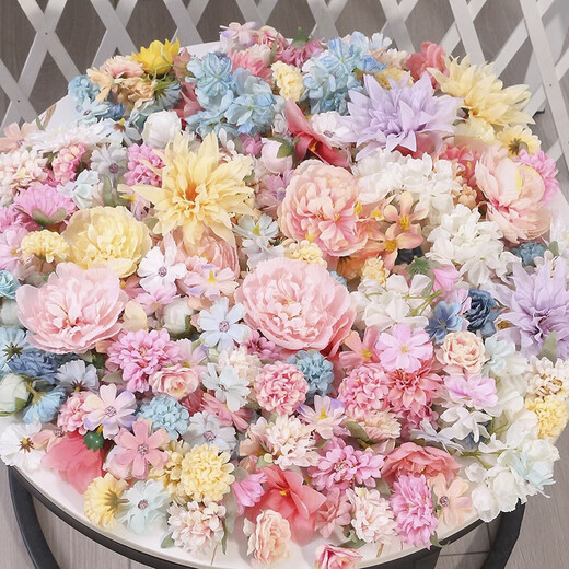 Xuanluo Zhenpin small flowers mix and match 20 silk flowers artificial flowers diy handmade hairpin headdress garland wrapped flowers flower wall decoration 3-10CM large, medium and small random mixed flowers 20