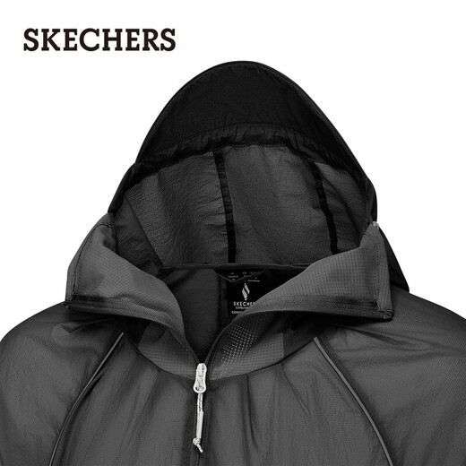 斯凯奇（Skechers）女士防晒梭织连帽外套P225W135 碳黑/0018 S