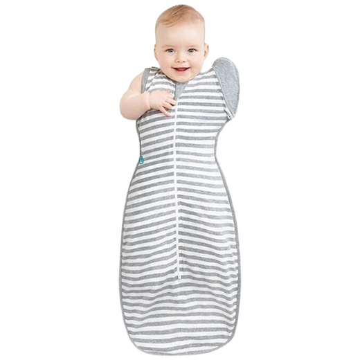 LOVE TO DREAM Anti-jump Sleeping Bag Newborn Infant All-Season Swaddle Sleeping Bag Detachable Sleeves Children's Surrender Anti-Kick Quilt Gray Stripe All-Season M Size 8-15Jin Jin equals 0.5kg (approximately 3-6 months)