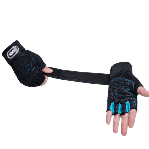 Fitness anti-cocoon gloves, wrist guards, integrated men's and women's equipment, training pull-ups, horizontal bar, non-slip, wear-resistant outdoor barbell, black half-finger gloves XL