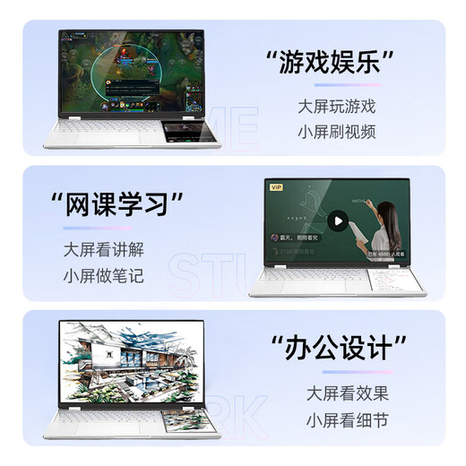 Suxi National interest-free subsidy 2025 Intel Core 17th generation dual-screen laptop tablet 14-inch touch screen thin and light 2-in-1 AI office student design game Intel Ultra17th generation* comparable to independent graphics* 4K eye protection dual screen 32G ultra-fast storage + 2T solid state drive (extreme top configuration)