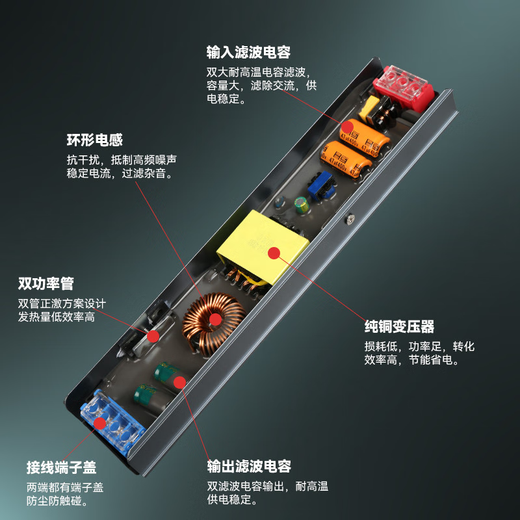 咏幻led线性灯电源220V转12V24V60W100W400W超薄灯箱黑灯带变压器 升级罐胶静音12200W（质保3年）
