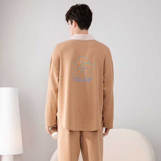Fenton Pajamas Couple Fan Chengcheng's Same Style 2025 New Hyaluronic Acid 5A Antibacterial Moisturizing Star's Same Style Homewear Set Coffee Color-Men's XL