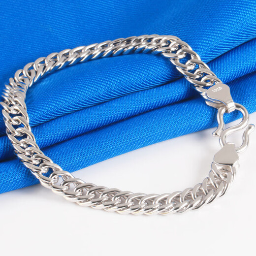 CAOXS925 silver bracelet for men and women platinum bracelet boss chain riding whip chain platinum wheel chain gift husband silver jewelry about 7 mm wide