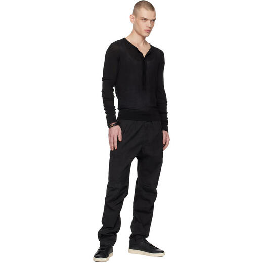 TOM FORD (TOM FORD) light luxury men's black four-button Henley shirt Black 20 | 52 IT