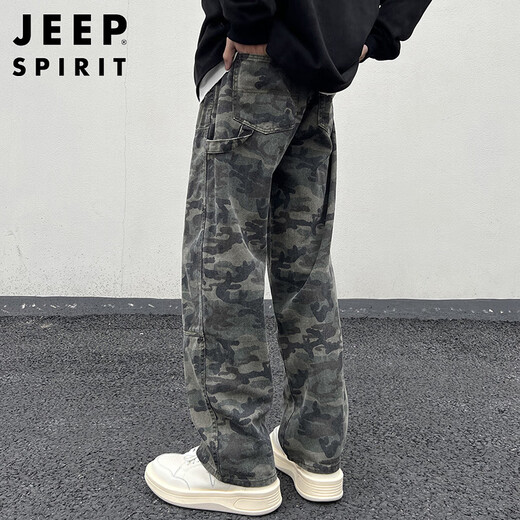 JEEP SPIRIT Jeep pants men's camouflage work casual pants men's autumn and winter straight wide-leg high-end fashion brand American trousers
