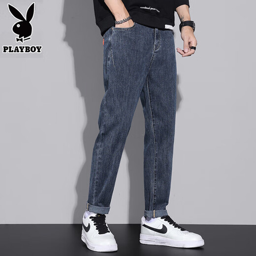 Playboy Jeans Men's Men's Summer Cone Shape montre une chair lâche élevée couvrant la mode rétro polyvalente pantalon décontracté d'été 6621 noir [Summer Thin] 32 [2 pieds 5-poids 135-145jin [Jin est égal à 0,5 kg]]]