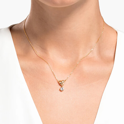 施华洛世奇（SWAROVSKI）LifelongHeart爱心链坠项链吊坠女饰品配饰秋冬毛衣链官方旗舰正 镀玫瑰金色