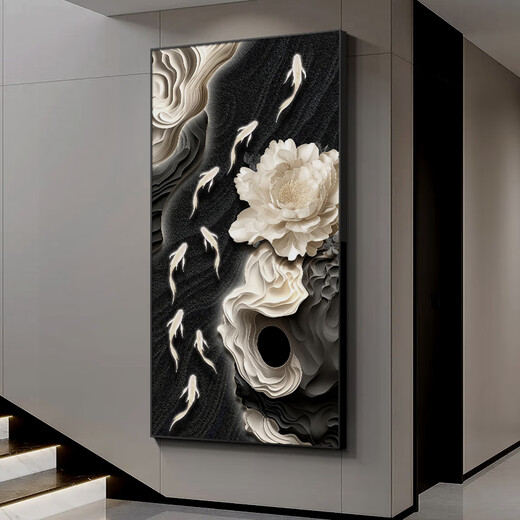 TURBOSUN porch hanging paintings face the entrance door with high-end three-dimensional western wall Jiuyu picture porch decoration painting hanging directly opposite the door Jiuyu Fengnian C 60*12035mm+transparent golden frame